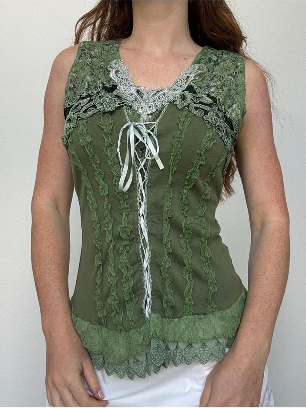 Pretty angel Green corset lace fairy core top - Picture 2 of 8